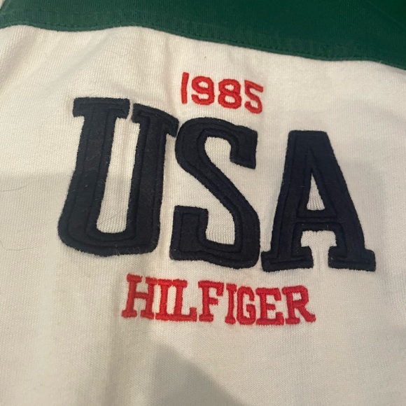 VTG Tommy Hilfiger Colorblock big patch multicolor Polo slim fit XXl - Picture 3 of 9